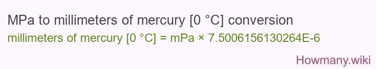 MPa to millimeters of mercury [0 °C] conversion