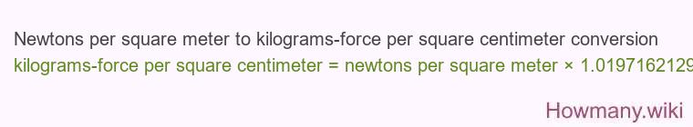 Newtons per square meter to kilograms-force per square centimeter conversion