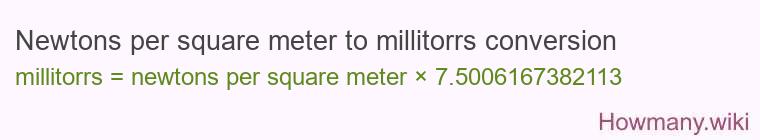 Newtons per square meter to millitorrs conversion