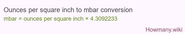 Ounces per square inch to mbar conversion