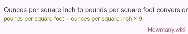 Ounces per square inch to pounds per square foot conversion