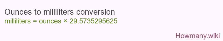 Ounces to milliliters conversion Ounces to milliliters conversion