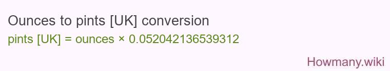 Ounces to pints [UK] conversion