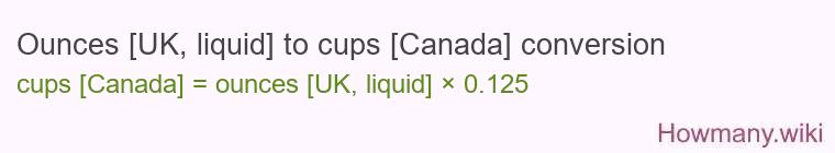 Ounces [UK, liquid] to cups [Canada] conversion