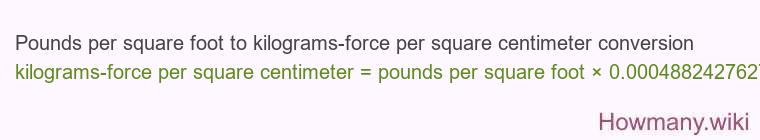 Pounds per square foot to kilograms-force per square centimeter conversion