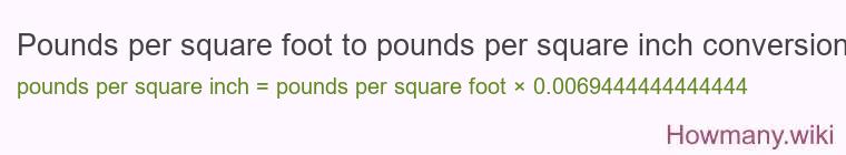 Pounds per square foot to pounds per square inch conversion Pounds per square foot to pounds per square inch conversion