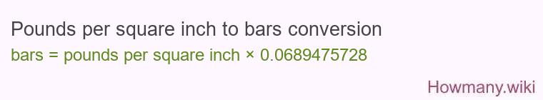 Pounds per square inch to bars conversion Pounds per square inch to bars conversion