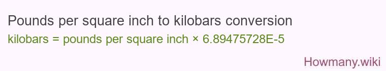 Pounds per square inch to kilobars conversion