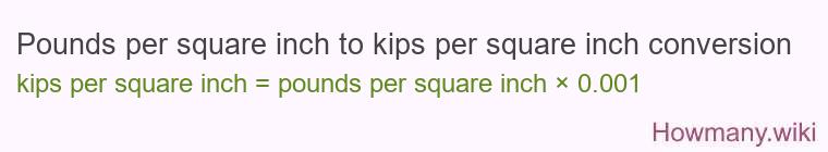 Pounds per square inch to kips per square inch conversion Pounds per square inch to kips per square inch conversion