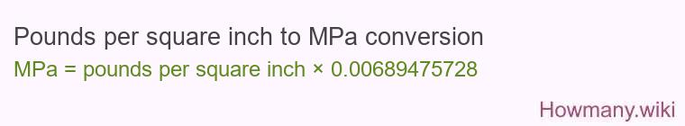 Pounds per square inch to MPa conversion