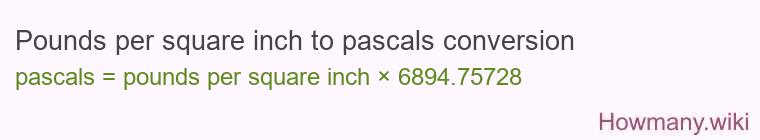 Pounds per square inch to pascals conversion