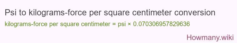 Psi to kilograms-force per square centimeter conversion