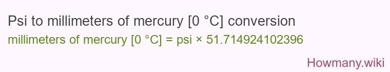 Psi to millimeters of mercury [0 °C] conversion
