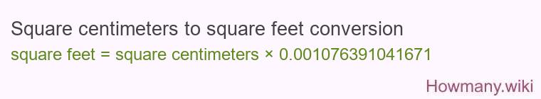 Square centimeters to square feet conversion