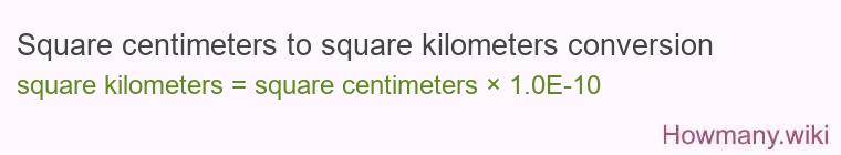 Square centimeters to square kilometers conversion