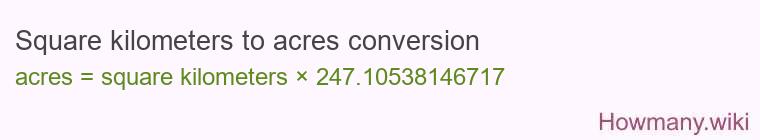 Square kilometers to acres conversion Square kilometers to acres conversion
