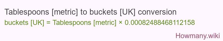 Tablespoons [metric] to buckets [UK] conversion