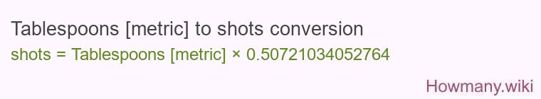 Tablespoons [metric] to shots conversion