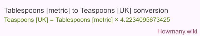 Tablespoons [metric] to Teaspoons [UK] conversion