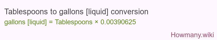 Tablespoons to gallons [liquid] conversion
