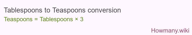 Tablespoons to Teaspoons conversion Tablespoons to Teaspoons conversion