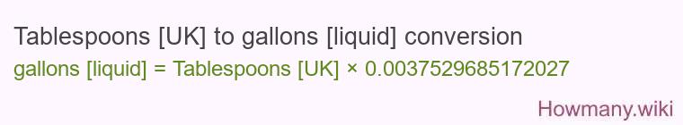 Tablespoons [UK] to gallons [liquid] conversion