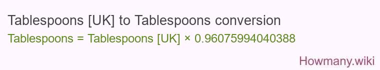 Tablespoons [UK] to Tablespoons conversion