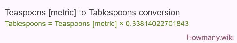 Teaspoons [metric] to Tablespoons conversion