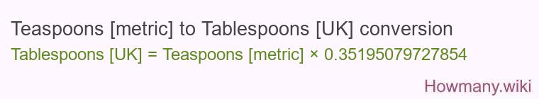 Teaspoons [metric] to Tablespoons [UK] conversion