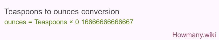 Teaspoons to ounces conversion