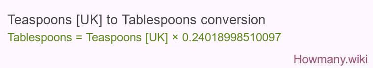 Teaspoons [UK] to Tablespoons conversion