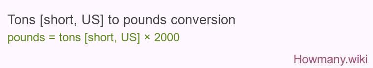 Tons [short, US] to pounds conversion