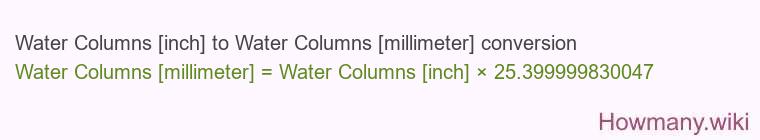 Water Columns [inch] to Water Columns [millimeter] conversion