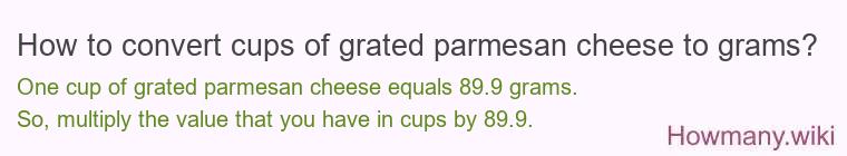 How to convert cups of grated parmesan cheese to grams?
