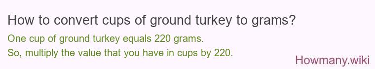 How to convert cups of ground turkey to grams?