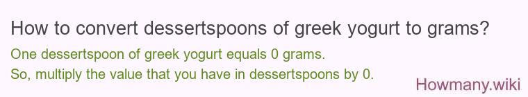 How to convert dessertspoons of greek yogurt to grams? How to convert dessertspoons of greek yogurt to grams?