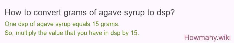 How to convert grams of agave syrup to dsp?