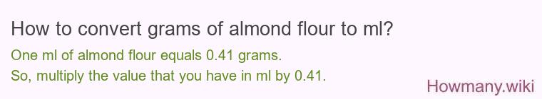 How to convert grams of almond flour to ml?