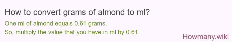 How to convert grams of almond to ml?