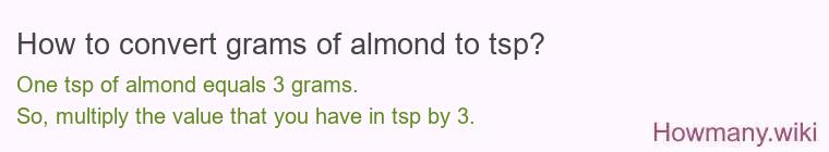 How to convert grams of almond to tsp?