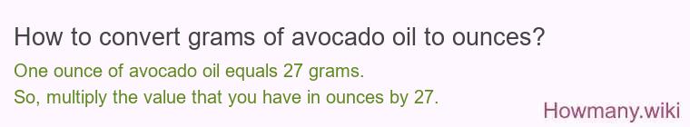 How to convert grams of avocado oil to ounces?