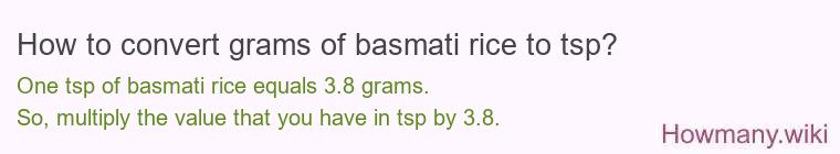 How to convert grams of basmati rice to tsp? How to convert grams of basmati rice to tsp?