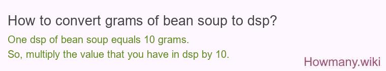 How to convert grams of bean soup to dsp?