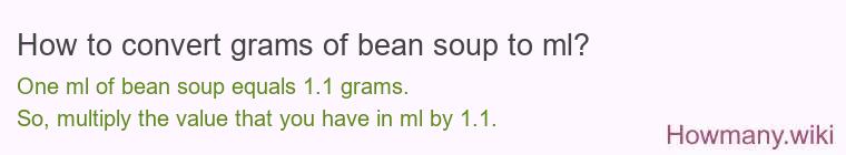 How to convert grams of bean soup to ml?