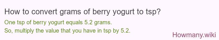 How to convert grams of berry yogurt to tsp?
