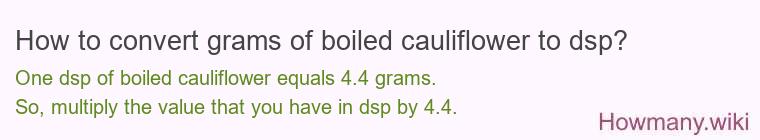 How to convert grams of boiled cauliflower to dsp?