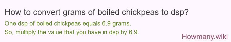 How to convert grams of boiled chickpeas to dsp?