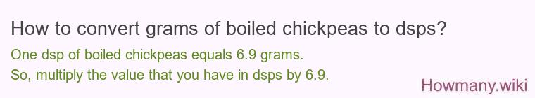 How to convert grams of boiled chickpeas to dsps? How to convert grams of boiled chickpeas to dsps?