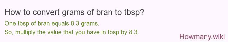 How to convert grams of bran to tbsp?