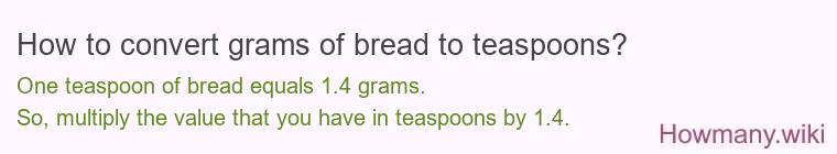 How to convert grams of bread to teaspoons? How to convert grams of bread to teaspoons?